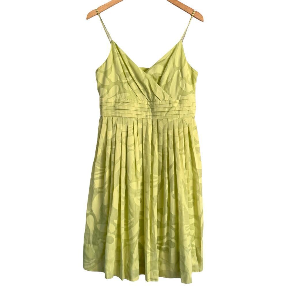 Calvin Klein Mini Sun Dress size 10 Green Fit Flared Spaghetti Straps Breezy